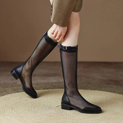 Lunivop Zapatos mujer Long Boots Mesh Breathable Summer Shoes Women Retro Sexy Hollow Botas New Trend Outdoor Dress Ladies