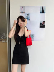 Lunivop Woman Dress Fashion Summer Hollow Out Sexy Sweet Sleeveless Bandage Solid Slim Elegant Party Mini Dresses Female Casual