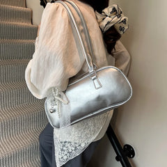 Lunivop Silver Ballet Sle Large Capaci Women's Handbag Pillow Bag Versatile Underarm Bag Single oulder Bag for Young Women