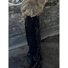 Lunivop Black Women's Jeans High Waist Hip Hop Straight Fashion Pants Streetwear Harajuku Y2K Star Female Wide Leg Denim Trouser