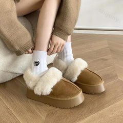 Lunivop Hairy Slippers Women Wear New Autumn Winter Korean Version of Muffin Thick Bottom Large Size Bao Head Half Slippers Zapatos