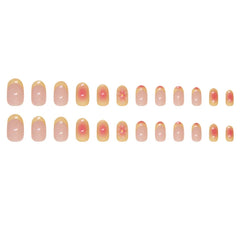 Lunivop 24pcs Summer Press on Nails 3d Flower Decorations for Fake Nails French Simple Nail Tips Paste Nails with Glue Self-nail