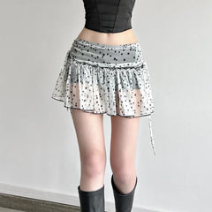 Lunivop Spicy Girl Star Print Side Straps Pleated Design Versatile A-line Short Skirt Japanese Y2k Anime Print Skirts Gothic