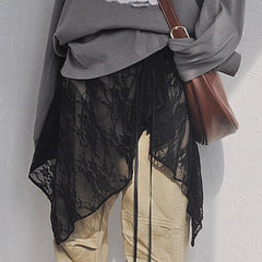 Lunivop Korean Style Irregular Skirt Women Sweet Lace Up Black Short Skirts Elegant Fashion Solid Streetwear Fart Curtain Skirt