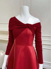 Lunivop Solid Slanted Collar Off Shoulder Dresses For Women Long Sleeve High Waist Causal Loose Thin Dress Female Clothing