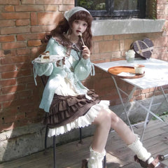 Lunivop Deeptown Brown Women Plaid Skirts Kawaii Lolita Sweet Mini Skirts Vintage Lace Patchwork Cute Fashion High Waist Layered Skirt