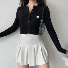 Lunivop Women Cable Twist Knitted Cardigan With Embroidery Heart Patch 100% Cotton Round neck Center Buttons Sweater Long sleeve Jumper