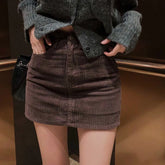Lunivop Korean Style Corduroy Skirt Women Vintage Brown Sexy Mini Skirts Elegant Harajuku Autumn Winter A-line Short Skirts