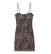 Lunivop Sexy Animal Leopard Mesh Spliced Wood ears Lace Sling Dress Women Skinny Slim Waist Package Hips Short Dresses Robe Vestidos