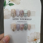 Lunivop 10pcs Handmade Press on Nails Oval False Nails Woman Multicolor Cat Eye Decorations for Nail Tips Paste Nails Fashion Self-nail