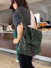 Lunivop Korean Large Capacity Canvas Backpack for Women New Retro Leopard Print Commuting Versatile Backpacks