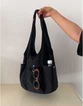 Lunivop Fashion Large Capacity Shoulder Bags Ins Pleated Korean Multi Pocket Design Nylon Cloth Bag black bag tote bag