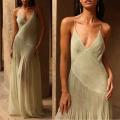 Lunivop New Fashion Hot Selling Spring and Summer New Pleated Suspender Comfortable Dress INS Casual Vacation Loose Dress