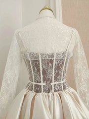 Lunivop French Style Lace-up Mesh Splicing Women Dress Block Color Lace Long Sleeve Dresses With Shorts 2025 Spring New