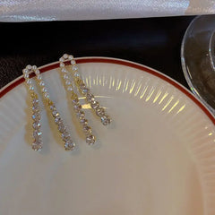 Lunivop Classic Rhinestone Earrings Ladies Imitation Pearls Long Drop Ear Korean Jewelry Accessories Exaggerated Trendy Pendientes Jewel