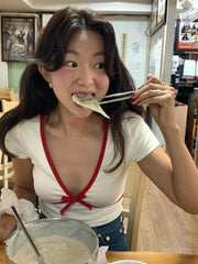 Lunivop Retro Red Bow Color White T-shirt V-Neck Slim Short Sleeve Top Women's Summer Short Sleeved Top Korean roupas feminina