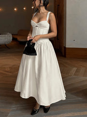 Lunivop Sexy Spaghetti Strap A-line Women Maxi Dress Apricot Backless High Waist Dress Female Spring Slim Elegant Party Clubwear