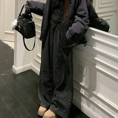 Lunivop High Waist Fashion All Match Tweed Pants Women 2025 Spring New Streetwear Contrast Color Plaid Casual Wide Leg Pants