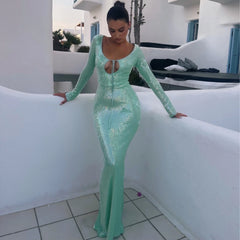 Lunivop Long Sleeve Formal Occasion Dresses for Women 2024 Autumn Sequins Elegant Maxi Dress Wedding Guest Party Dresses