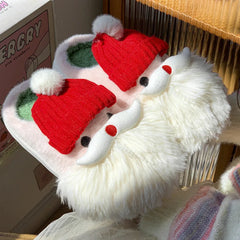 Lunivop Cute Santa Claus Cotton Slippers Women Winter Funny Warm Shoes Soft Plush Girls Indoor Home Floor Slides Ladies Plush Shoes Gift