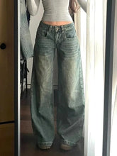 Lunivop American Y2K Vintage Jeans Women Loose Harajuku Casual Denim Pants High Waist Retro Streetwear Female Pockets Trousers New