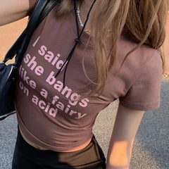 Lunivop Aesthetic women's T-shirt Y2K brown Print Short Sleeve Streetwear Harajuku Summer Top Woman Clothes vintage crop top E-girl топ