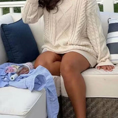 Lunivop Vintage Women Knitted Pullovers Elegant Casual Oversize Long Sleeve Sweaters Autumn Winter Solid Lady Sweaters Street