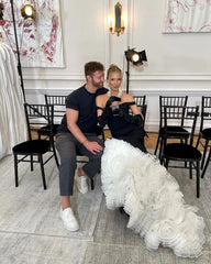 Lunivop Black and White Mermaid Evening Dresses Off Shoulders Backless Women 피로연드레스 Elegant Wedding Party Gowns Without Glove Custom