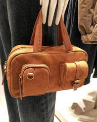 Lunivop Hot Girls White Handbag Bowling Bag Women High Street Handle Pocket Suede Crossbody Bags Ladies Retro Y2k Hand Bag New