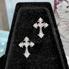 Lunivop 1pcs Shiny Cross Pink Zircon Silver Color 316L Stainless Steel Ear Bone Nail Y2K Hottie Earring for Women Cochlear accessories