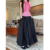 Lunivop Vintage Black Ruffle Skirt Women Japanese Style Gothic Long Skirt Fashion Harajuku Retro Streetwear Skirts Aesthetics