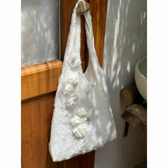 Lunivop Sweet Lace Cute Handbag Women Harajuku Rabbit Print Large Capacity Canvas Shoulder Bags Ladies Lolita Y2k Bag Aesthetic