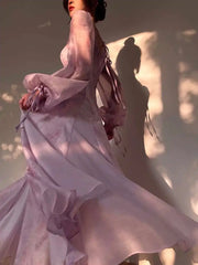 Lunivop French Printing Dresses For Women Square Collar High Waist Lantern Sleeve Elegant Dress Female Autumn 2025 New