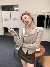 Lunivop Autumn/Winter 2024 New Jersey Shirt Shirt Buttons Decorated Irregular Design Sense Of Melard Wind Waist Shirt T-Shirt Women