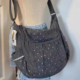Lunivop Korean Style Polka Dot Canvas Tote Bag Womem Shoulder Bags Ladies Casual Lazy Versatile Fashion Crossbody Bag for Work Commute