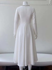 Lunivop Fashion Elegant Formal Dresses For Women Spliced Diamonds O Neck Long Sleeve High Waist Dress New Clothing