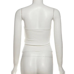 Lunivop Corset Strapless Tank Tops with Rivets Belt Women Sexy Hidden Button Fishbone Bustier Birthday Party Clubwear Hottie Y2K Vests