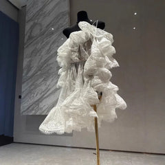 Lunivop Fashion Solid Color Dress Women's Slash Neck Short Sleeve Mesh Casual Dresses 2025 Summer New Tide