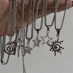 Lunivop Punk Pink Metal Choker Necklace for Women Girl Hip Hop Harajuku Pendant Trendy Stainless Steel Necklace Jewelry