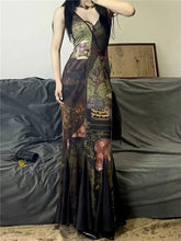 Lunivop New Chinese Style Camisole Dress for Women Summer V-neck Print Dresses 2025 New Slim Waist Bodycon Vestidos De Mujer