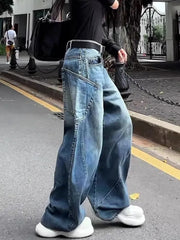 Lunivop American New Korean Fashion Baggy Casual Jeans Women Y2K Streetwear Pants Harajuku Lady High Waist Wide Leg Denim Trousers