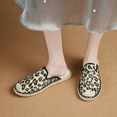 Lunivop Leopard Print Slipper Female Summer New Flat Bottom Women's Shoes Fashion Linen Slippers Shoes for Women Zapatos De Mujer