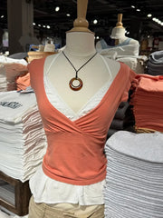Lunivop Orange V-neck Sleeveless T-shirts Women Summer Simple Casual Fairy Style Slim Cotton Crop Tops Sweet Cute Preppy Style Vests Y2K