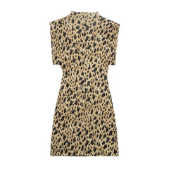 Lunivop Mini Leopard Print Summer Short Turtleneck Sleeveless party dress