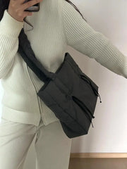 Lunivop Harajuku Grey Tote Bag Women Retro Bow Chic Large Capacity Casual Handbag Purse Female Vintage Underarm Messenger Bag