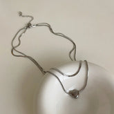 Lunivop Double Layered Love Heart Pendant Necklace for Women Simple Neck Chain Jewelry Y2k Jewelry Choker Gothic Necklace for Women