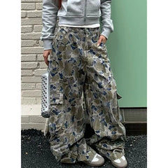 Lunivop Green Graffiti Jeans Women Y2K Vintage High Waisted Jeans Straight Streetwear Casual Loose Large Size Wide Leg Denim Pants