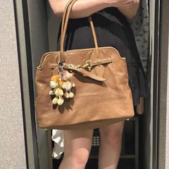 Lunivop Large Capacity Brown Tote Bag Women Autumn Winter Vintage Leather Shoulder Bags Female Vintage Casual Handbag Aesthetic