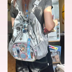 Lunivop Harajuku Silver Ita Bag Women New Japanese Style Pocket Chic Portable Y2k Backpack Female Hot Girls Backpacks Aesthetic