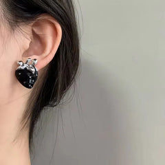 Lunivop Goth Cute Harajuku Vintage Y2K Charms Punk Bowknot Heart Cross Pendant Drop Earrings For Women Kawaii Grunge Jewelry Accessories